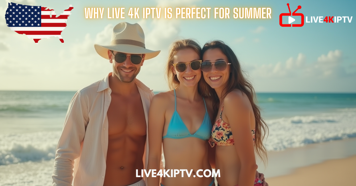 Three young adults smiling on a sunny beach, representing freedom and fun with Live4KIPTV β the best IPTV service for 2025 with 4K streaming and Nigma Streamz IPTV support.