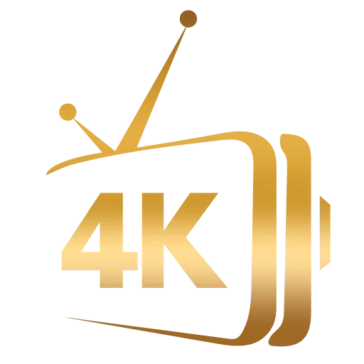 A gold-themed logo or graphic promoting a 4K Live IPTV service, highlighting high-definition streaming for a premium IPTV Live 4K experience.