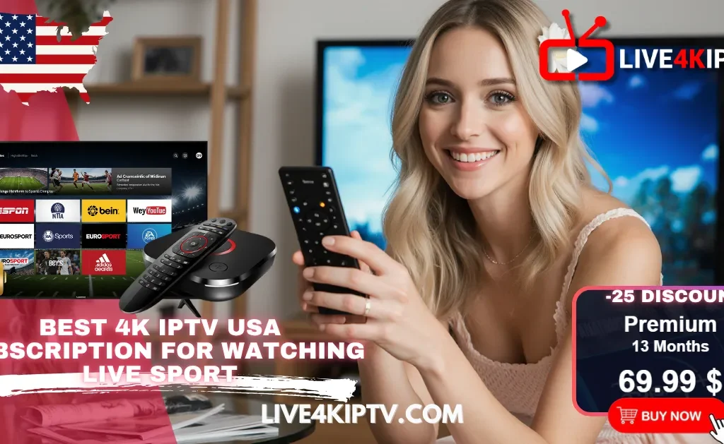 A powerful 4K-ready Android TV box and remote, representing the best 4k live IPTV service for a 4k IPTV USA subscription with premium live sports channels.