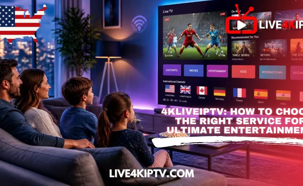 4Kliveiptv – family enjoying 4K IPTV entertainment on Smart TV